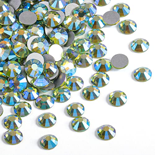 Image of Beadsland 2880pcs Flat Back Crystal Rhinestones Round Gems for Nail Art and Craft Glue Fix,Peridot AB,SS6,1.9-2.1mm