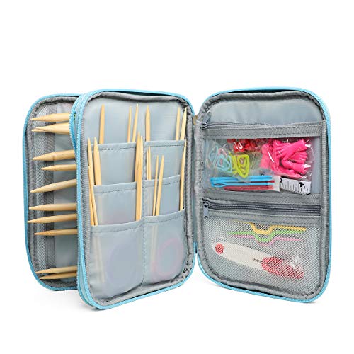 Image of Lightweight Circular Knitting Needles Set, 31'' Bamboo Storage Organizer for Beginners, Round Knitting Needles with Sewing Tools Full DIY Craft Kits