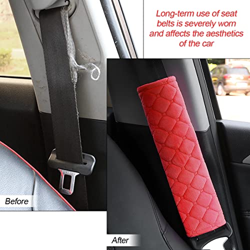Auto Gurt Protektor, 2pcs Weiches und bequemes Kissen für Sicherheitsgurte, Kompatibel mit allen Autos, Sicherheitsgurt Schutz für Erwachsene und Kinder (Rot)
