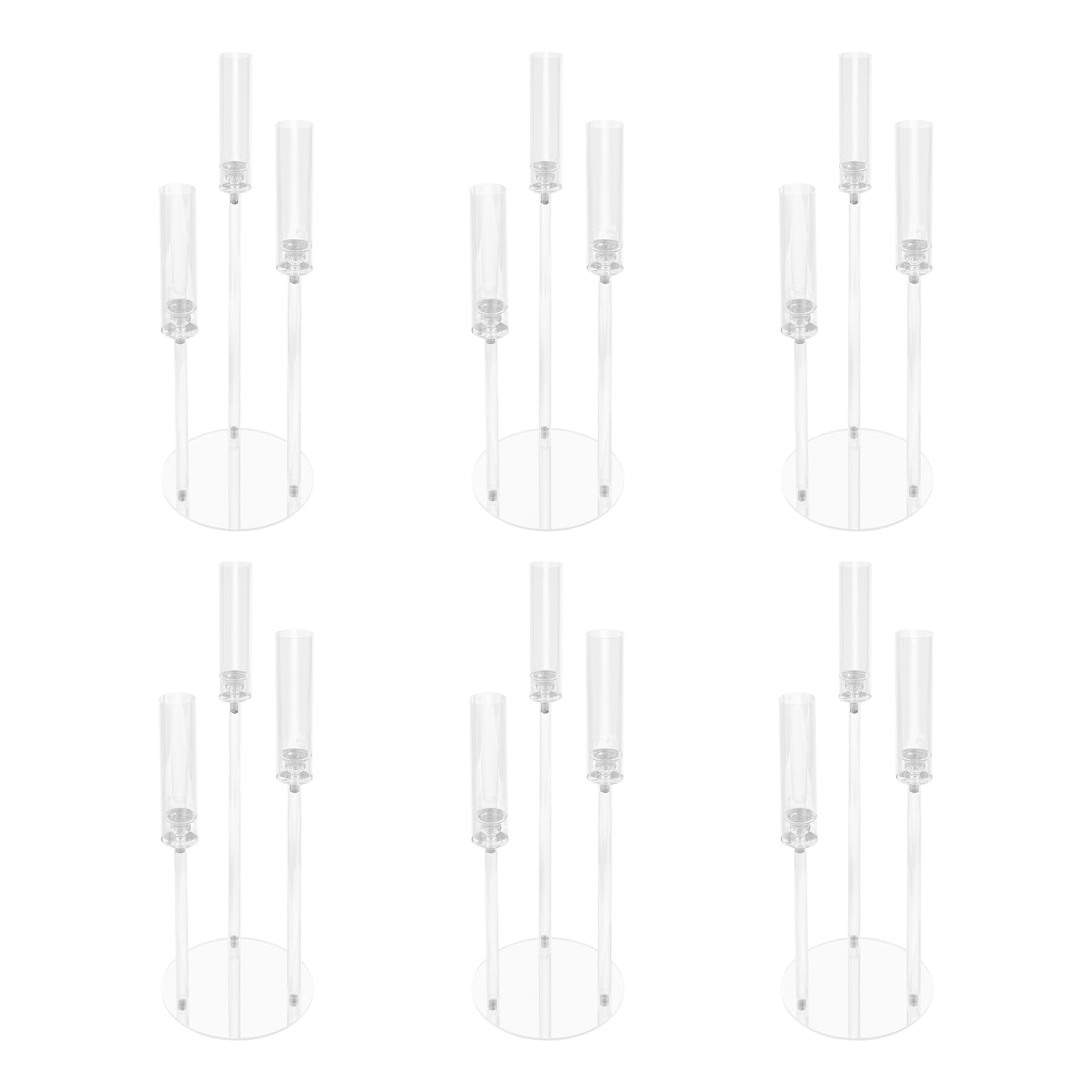 FXEIPOL 3 Arms Clear Acrylic Candlesticks Holder 6PCS 29.92
