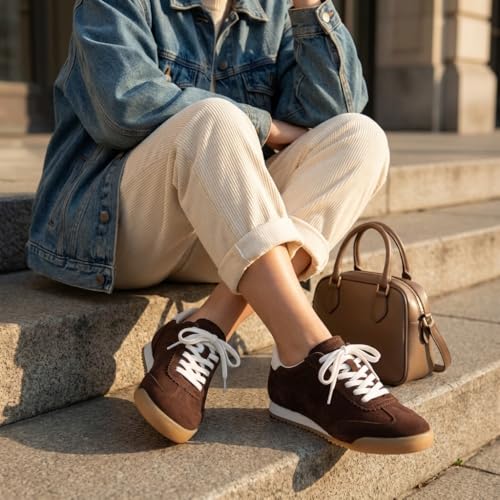 Image of CUSHIONAIRE Topcat Genuine Leather Suede Sneakers for Women, Lightweight Everyday Casual Womens Shoes with Retro Style and Cushioned Comfort