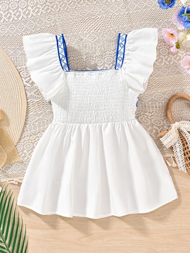 Floerns Girl's Boho Ruffle Sleeve Pelum Blouses Vacation Square Neck Tribal Flared Blouses2