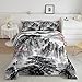 Homewish Landscape Painting Comforter Set Queen Size,Nature Scenery Bedding Set for Kids Boys Girls Bedroom Decoration,Ink Art Bed Duvet Insert,Black White Red Comforter with 2 Pillowcase
