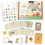 ARI MES Wooden Art Stencils for Painting and Drawing Set - 50-Piece Stencil Kit for Toddlers with Animal and Shapes, Pencils, Notebook, Markers, Bag for Ages 4-8, Reusable Templates for Craft, Tracing