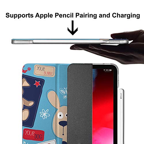Image of DuraSafe Cases iPad PRO 11 Inch 1st [ PRO 11 2018 1 Gen ] A1980 A1934 A2013 A1979 MTXN2HN /A MTXP2HN /A MTXR2HN /A Trifold Printed Hard Smart PC Transparent Back Cover - Puppy Friend