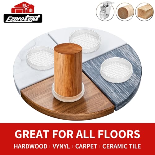 Image of Ezprotekt Non Slip Furniture Pads, 12 Pcs 2 inch Anti Slip Rubber Caster Cups, Anti Skid Furniture Coasters for Hardwood Floors, No Slide Furniture Gripper, Furniture Stoppers to Prevent Sliding (Clear)