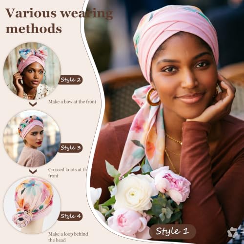 Image of DRESHOW Turban Headwrap for Women Long Hair Head Scarf Headwraps Chemo Headwear Lightweight Hair Loss Covering Hat