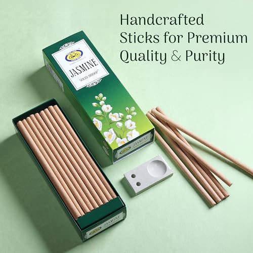 Image of Cycle Pure Jasmine Bambooless Solid Dhoop Sticks | Soothing & Floral Aroma | Long-Lasting & Eco-Friendly | 50 Sticks + Free Holder