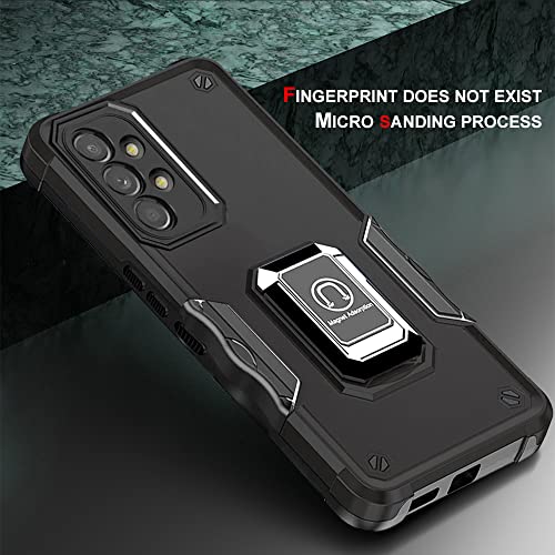 Vatkyc For Samsung Galaxy A53 5G Case, With Clear Screen Protector[Military Grade] Heavy Duty Protective Cover, Magnetic Support Ring Kickstand Phone Case For Samsung Galaxy A53 5G A536(Black) #TOP2