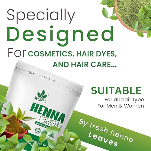 Image of Havintha Natural Henna Powder for Hair Color | 100% Natural Hair Dye | Shiny, Smoothning, Hair Growth, Deep Conditioning, Frizzy Damaged Hair Powder- Lawsonia Inermis - 200gm