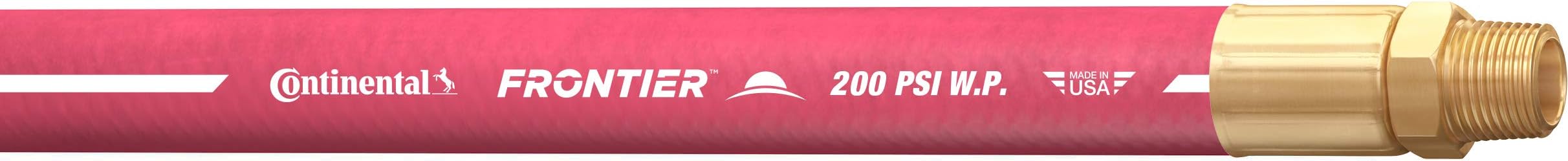 Continental Frontier Red EPDM Rubber Multipurpose Hose Assembly, 3/8" ID x 50' Length, 200 PSI Maximum Pressure, 1/4" Male x Male NPT Fittings