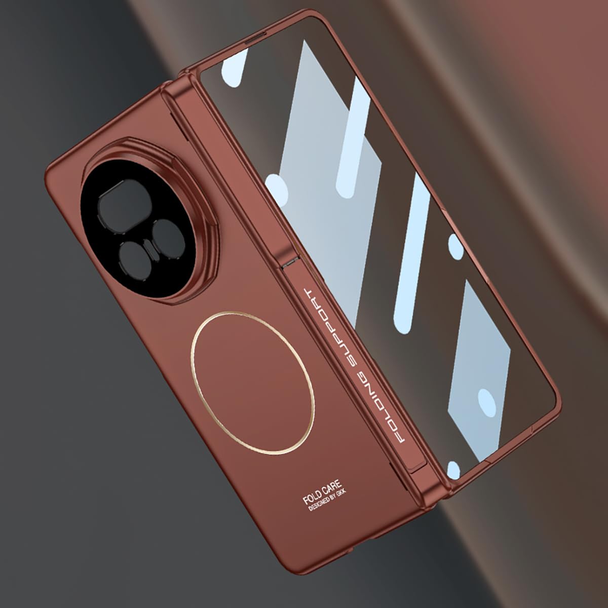 COQUE Custodia per Magic V5,Cover per cellulare con cerniera magnetica e pellicola protettiva,Custodia ad anello magnetico integrata per Honor Magic V5-Grigio titanio