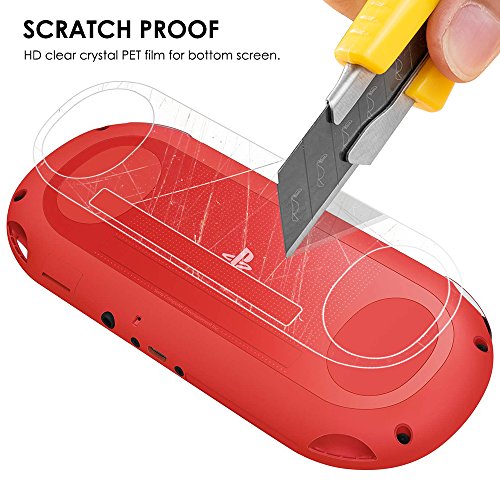 AFUNTA Screen Protectors for Sony PlayStation Vita 2000 with Back Covers, 2 Pack (4 Pcs) Tempered Glass for Front Screen and HD Clear PET Film for the Back, PS Vita PSV 2000 Film Accessory