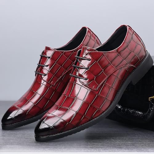 Men's Leather Print Lace Up Oxfords Fashion Classic Pointed Toe Comfortable Slip-on Loafers Wedding Prom Formal Dress Casual Shoes for Men4