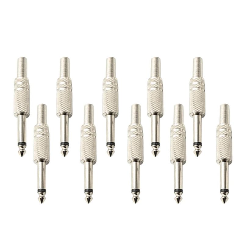 10 Pc Mic Pin Metal Mono Stereo Male Jack 6.35mm 1/4 Inch Connector Plugs Adapter With Golden Tip-image-15