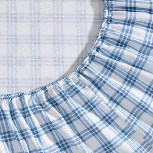 Image of Eddie Bauer - Full Bed Sheets, Cotton Flannel Bedding Set with Matching Pillowcases, Brushed for Extra Softness, Deep Pocket, Oeko-Tex Certified (Arrowhead Tartan Blue)