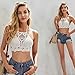 XEGZLH Women Beach Crochet Floral Bra Knit Mesh Crop Top Hook and Loop Suspenders