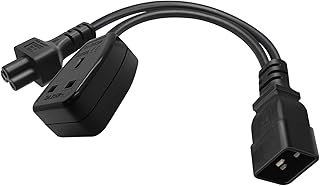 Speakmon 3-pin IEC320-C20 Male Plug to IEC320-C5+UK Female Adapter Cord Y-splitter Power Supply Converter Cable Line Black