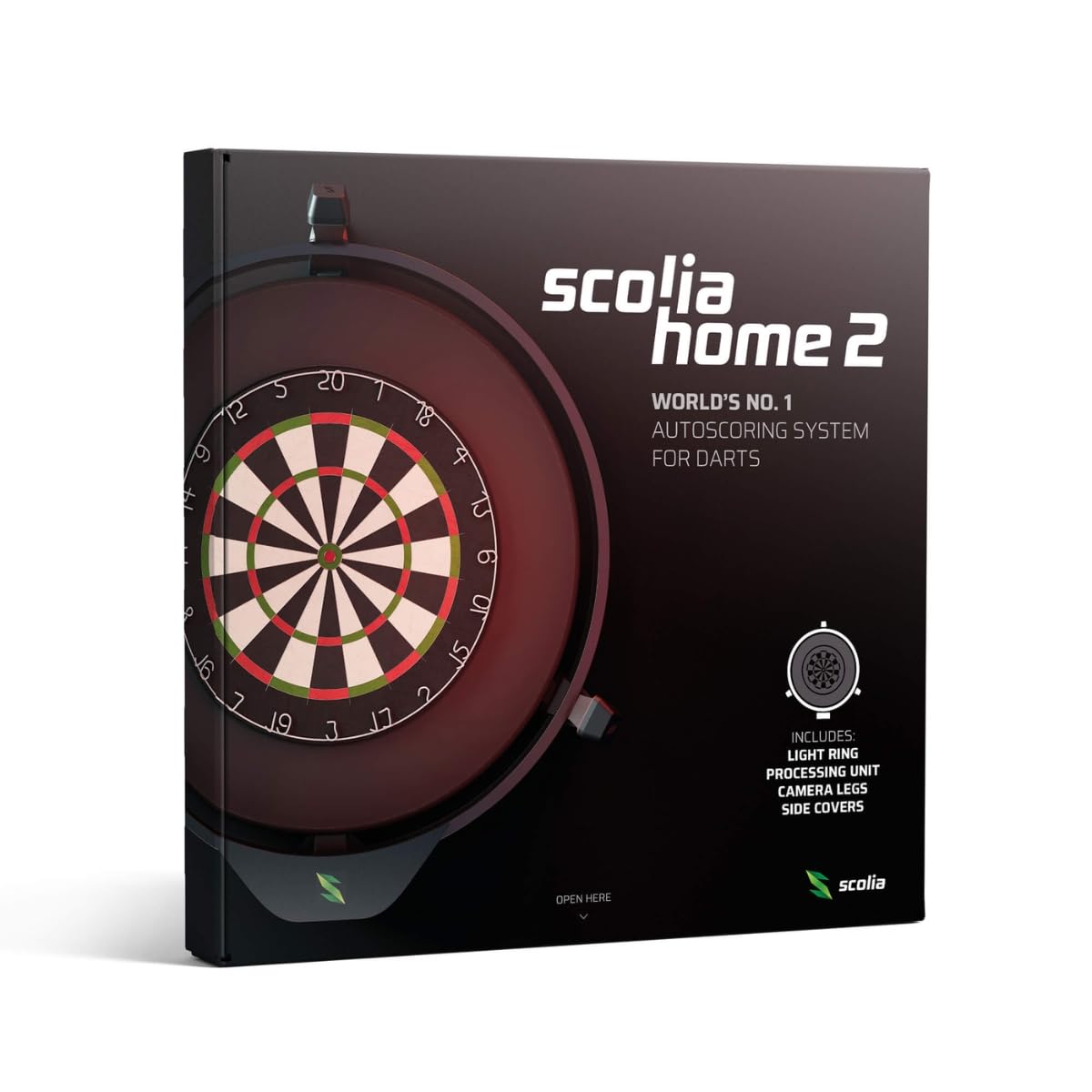 Winsport Scolia Home 2 Set mit Beleuchtung inkl. Surround, automatisches Zählsystem für Dartscheibe, Autoscoring für Dartboard mit Onlinefunktion, Digital Dart Scorer, Spielstandanzeige, Anzeigetafel