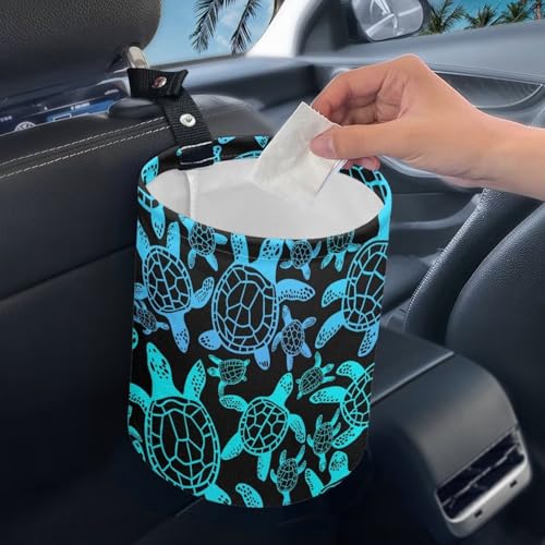 Image of Sea Turtle Car Garbage Can Mini Car Trash Bin Hanging Headrest with Adjustable Buttons Multipurpose Cars Organizer