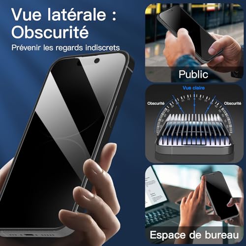 Image of NEW'C 3 Pack Privacy for iPhone 14 Pro Screen Protector (6.1 inch), Enhanced 28-Degree Privacy Angle, Ultra Durable 9H Hardness, Bubble-Free