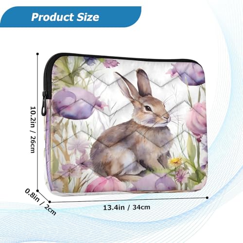 Funda para portátil 13-14 pulgadas impermeable con diseño de conejos y flores miniatura 3