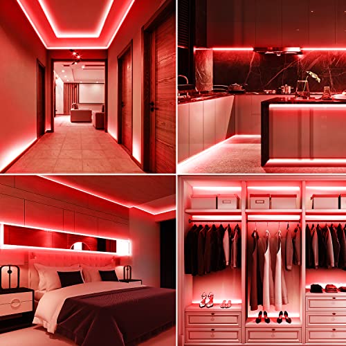 Image of USB Powered COB Led Strip Lights, 6.56Ft Battery Operated Red LED Strip Lights, High Brightness Flexible LED Tape Lights for Room, Cabinet, Bedroom, Kitchen, Party, Home DIY Indoor Deco
