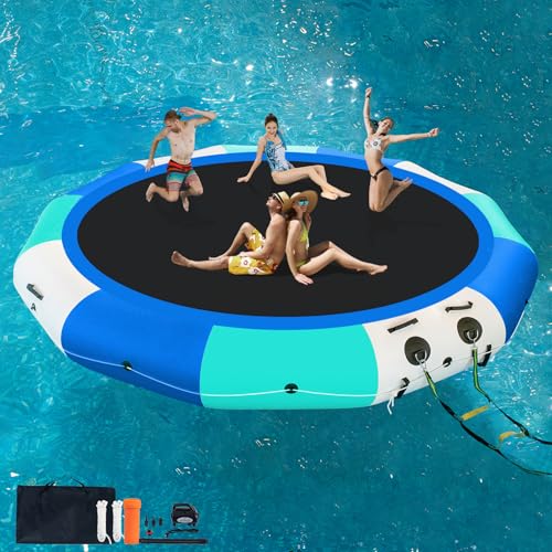 Rave Bongo Water Bouncer COOLWAVE Inflatable Water Trampoline for Lake, Floating Water Trampoline with Rope Ladder and...
