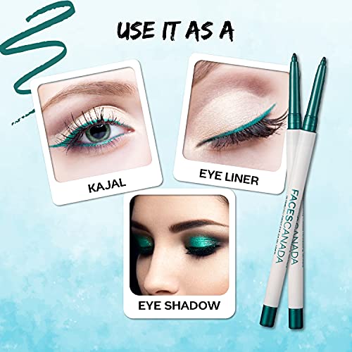 Image of FACESCANADA Ultime Pro Twist Eye Metallic Kajal Liner stick - Green,0.35G|High Impact Intense Color In 1 Stroke|24Hr Long Stay|Matte Finish|Soft Texture|Waterproof&Smudgeproof|Made With Carnauba Wax