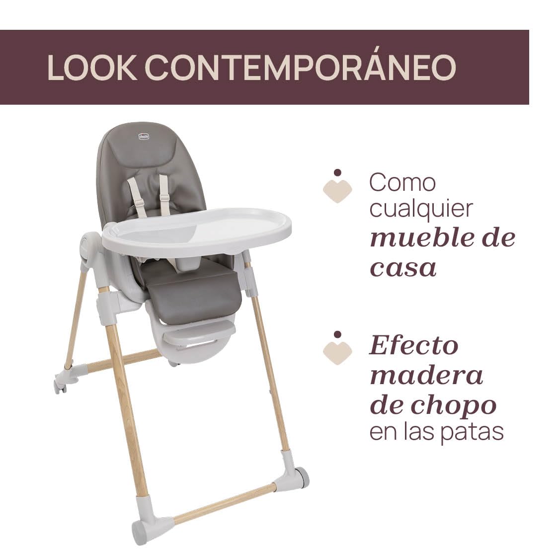 Chicco Polly Armonia Kinderhochstuhl für Babys von Geburt bis 40 kg, 9 Höhenstufen, klappbar, verstellbarer Fußstütze, Hochstuhl 3in1,Kompakt verstaubar, 4 Räder,mit neugeborenaufsatz, Braun | Verstellbare Liegefläche, Höhe und Fußstütze verstellbar, 4 Ro