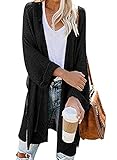 ReachMe Womens Casual Open Front Cardigan Sweater Long Sleeve Loose Knit Drape Coats(Black,S)