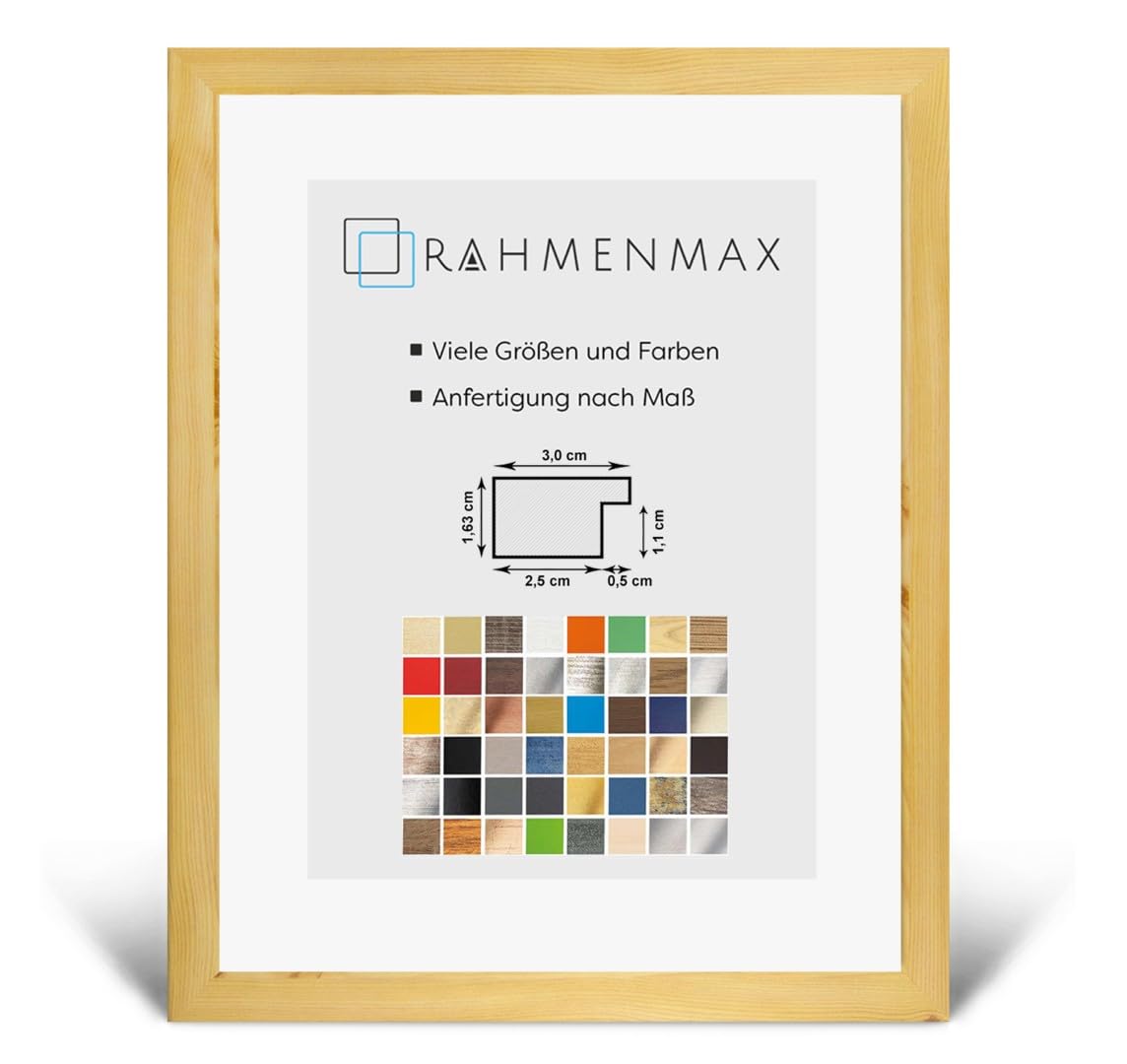 Morena MDF Rahmen für Bild 79x91cm Kiefer Dekor mit Acrylglas | zum Aufhängen Hoch- und Querformat/Maßanfertigung möglich/Puzzle Rahmen/mit 1mm Antireflex Acrylglas