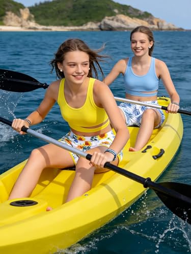 Image of Girls Swimsuit 3 Piece High Waist Sport Bathing Suit Quick Dry Bikini Tankini Sets with Shorts for 7-16