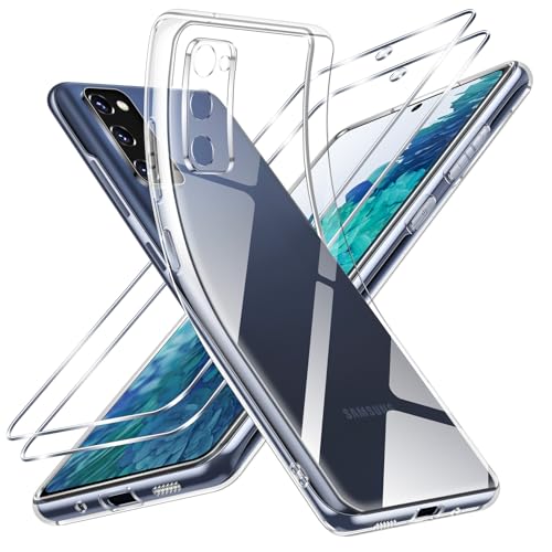Vauki Klar Hülle für Samsung Galaxy S20 FE 5G/4G 1 Handyhülle mit 2 Stück Panzer Schutz Glas Weiche TPU Transparent Silikon Case Militärischer Schutz Stoßfest Schutzhülle Dünn Durchsichtige Cover