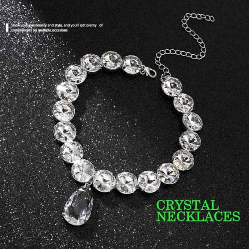ACEDRE Rhinestone Choker Necklace Large Crystal Pendant Necklaces Silver Diamond Neck Chain Party Prom Pageants Fashion Chokers Jewelry for Women2