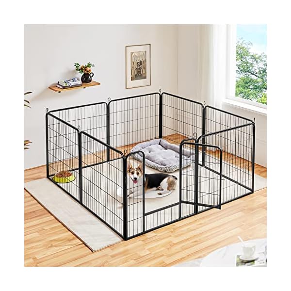 Yaheetech 8 Elemente Welpenauslauf Welpengehege mit Tür Absperrgitter 80 x 80cm Freilaufgehege Welpenzaun für Hasen Kaninchen Hunde Meerschweinchen – Bild 3