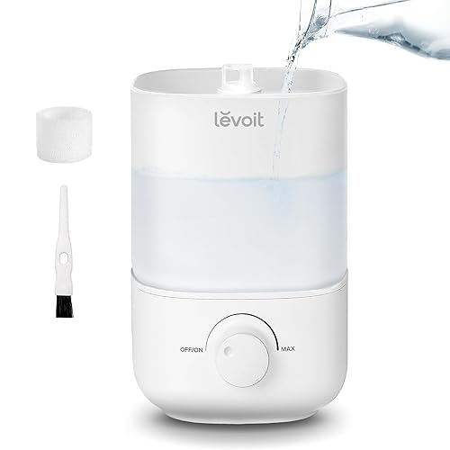 LEVOIT Top Fill Humidifiers for Bedroom, 2.5L Tank for Large Room, Easy to Fill & Clean, 28dB Quiet Cool Mist Air Humidifier for Home Baby Nursery & Plants, Auto Shut-off and BPA-Free for Safety, 25H - White - 2.5L Humidifier