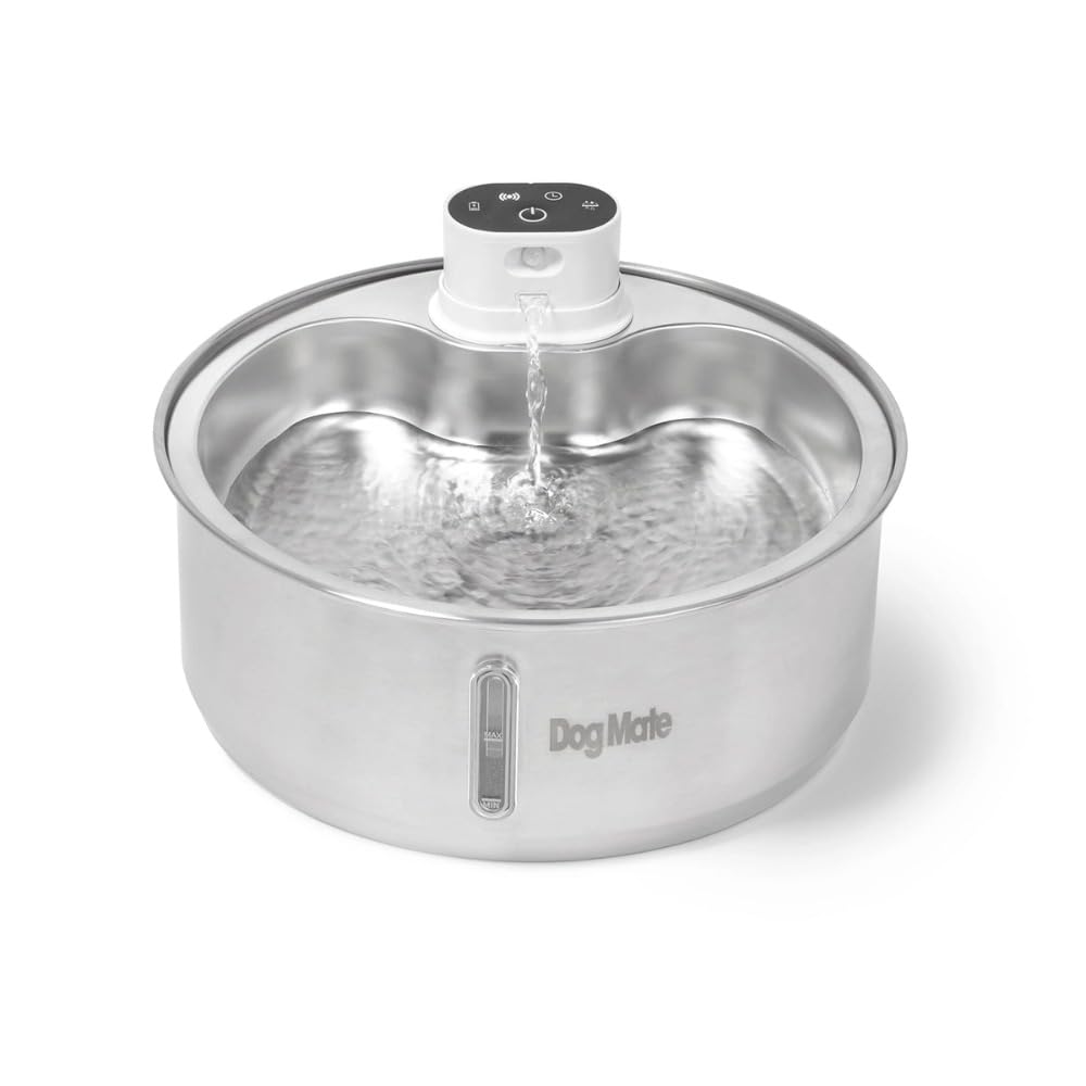 Dog Mate 8 Liter Edelstahl Hunde Trinkbrunnen – Automatischer Wasserspender für große Hunde, Gefilterter Haustierbrunnen, Hygienisch, USB-betrieben