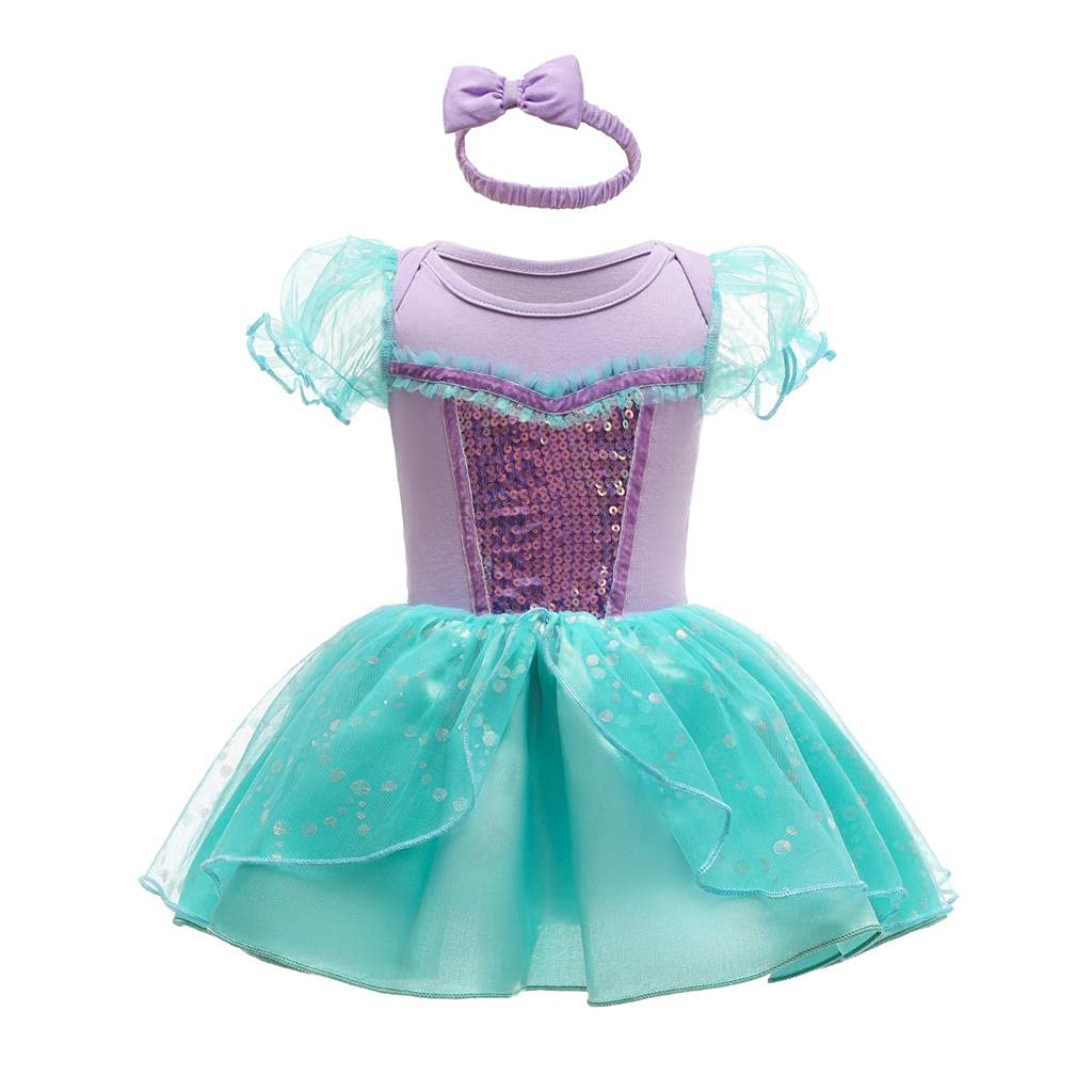 Lito Angels - Mono tipo pelele, disfraz de princesa para bebé y niñas con diadema con lazo, para fiesta de cumpleaños, Halloween
