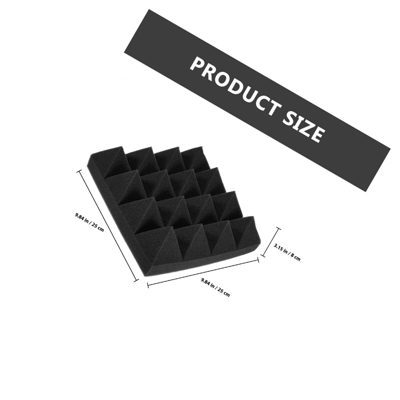 Pannello Acustico Fonoassorbente Piramide 8cm Nero 12 Pezzi