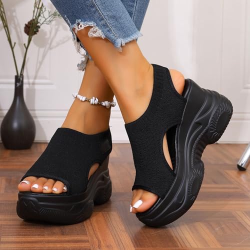 Women's Peep Toe Platform Sandals Summer Athletic Sport Walking Sneakers Casual Arch Support Comfy Orthotic Sandal Slip Ons2