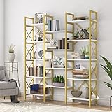 Tribesigns Triple Wide 5-Shelf Bookcase, Etagere Large Open Bookshelf Vintage Industrial Style Shelv