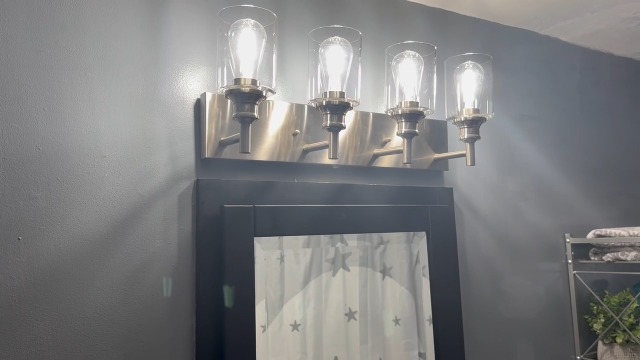 Image of 6 Light Bathroom Vanity Lights, Black Finish, Hammered Glass Shade | Modern Bathroom Wall Sconce Above Mirror, Dimmable Bath Wall Lighting Fixtures, E26 Socket, for Bedroom, Living Room, Kitchen