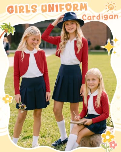 Image of Girls Uniform Long Sleeve Knitted Cardigan