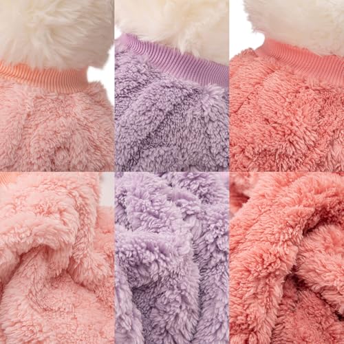 Dog Sweater, 3 Pack Dog Sweaters for Small Dogs or Cats, Girl or Boy, Warm Dog Clothes Shirt Coat for Winter Christmas (Pink, Purple, Rose Red, Small) - Image 6