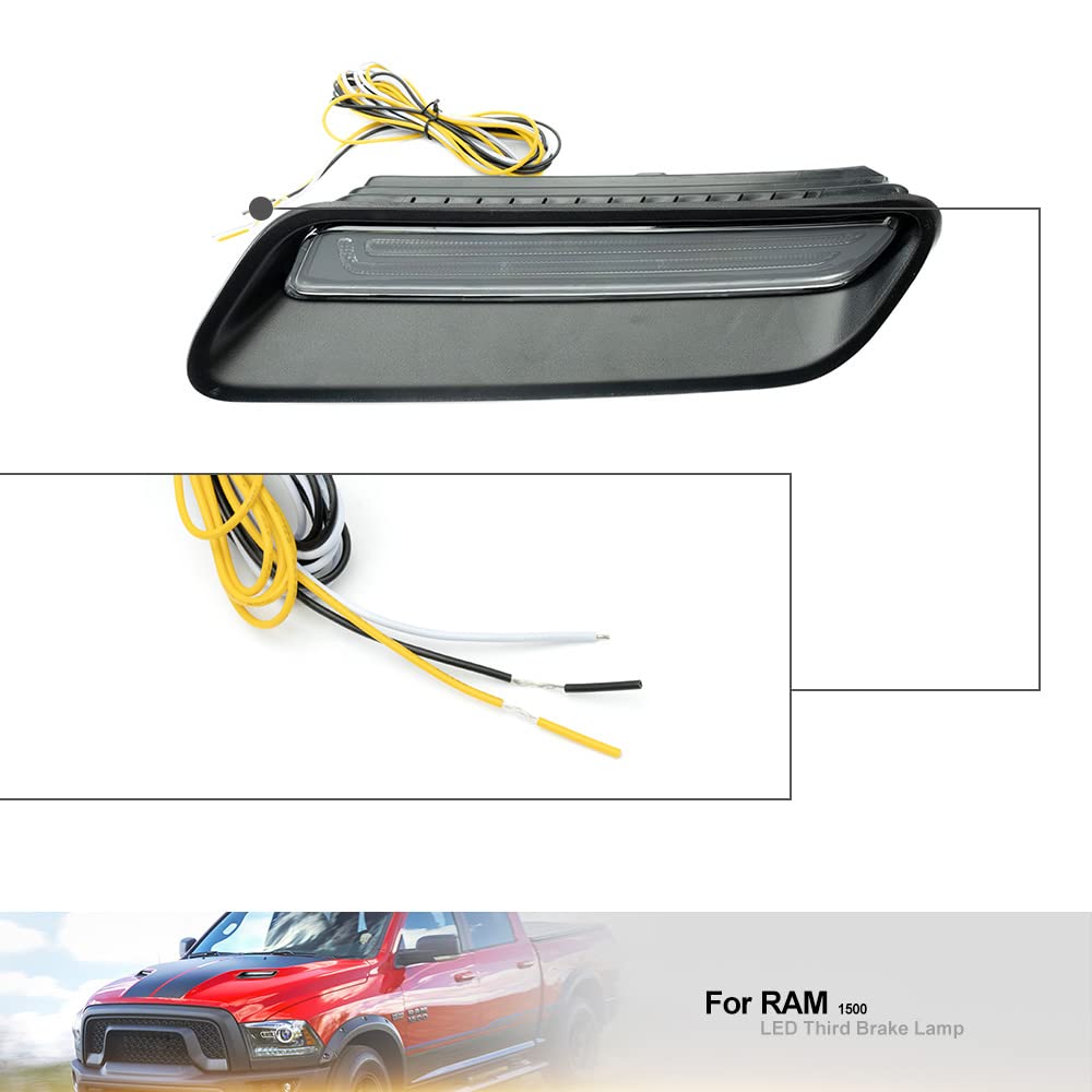 2x Luz de campana de ventilación LED para RAM 1500 2010-2022 Capucha deportiva Blanco DRL Luz de circulación diurna Ámbar Señales de giro dinámicas Hood Reemplazo de luz decorativa