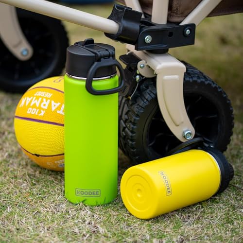 Image of koodee Water Bottle-16 oz Stainless Steel Double Wall Vacuum Insulated Water Bottle for Gorls and Women, Reusable Metal Water Flask with Leakproof Spout Lid (Apple Green)