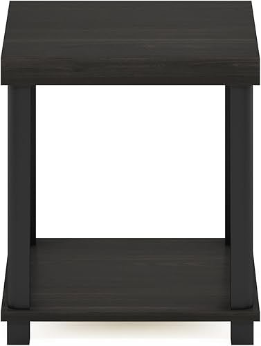 Miniatura 33 de Furinno Simplistic - Mesita de noche lateral lateral con tubos de acero inoxidable, paquete de 2, postes de 2 niveles, americano/cromado