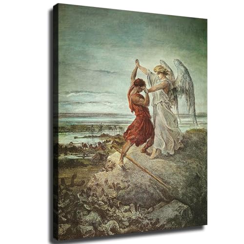 Gustave Dore Jacob Wrestling with The Angel in Color Poster