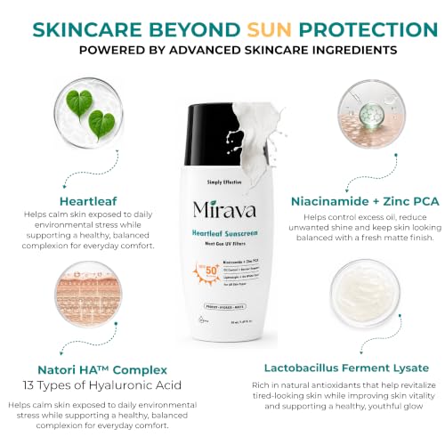 Image of Heartleaf Matte Sunscreen SPF 50 PA++++ | Next-Gen UV Filters | Protect • Hydrate • Matte | No White Cast | Broad Spectrum UVA /UVB Protection | Niacinamide & Natori HA Complex (13 Types of Hyaluronic Acid) | Lightweight Daily Fluid Sunscreen for All Skin Types | 50 ml